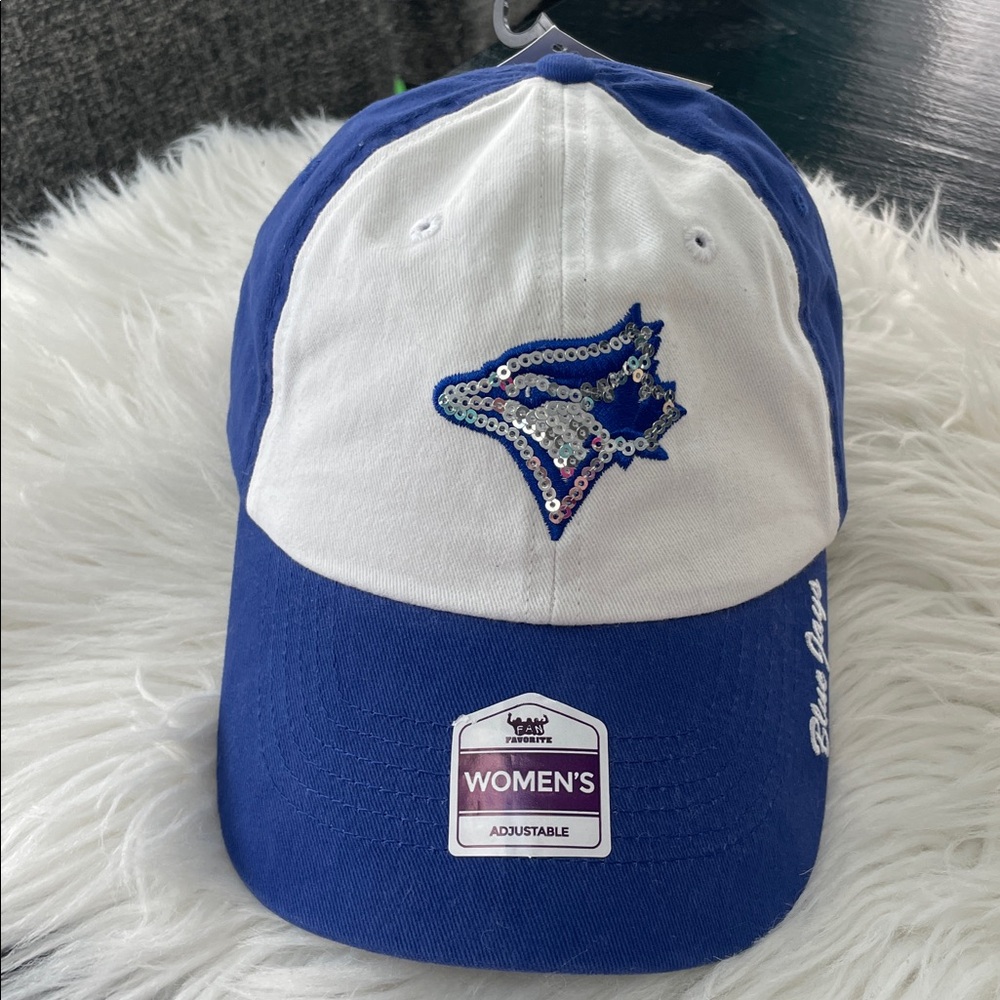 NWT Blue Jays blue white Sequin Logo adjustable cap hat - Picture 3 of 13